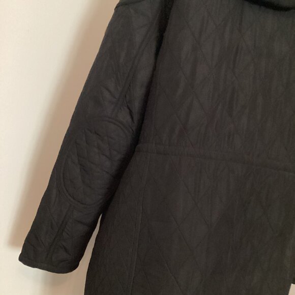 BARBOUR Arrow Quilted Removable Hooded Parka Jacket SZ 14 Black CLASSIC PREPPY - Picture 8 of 10